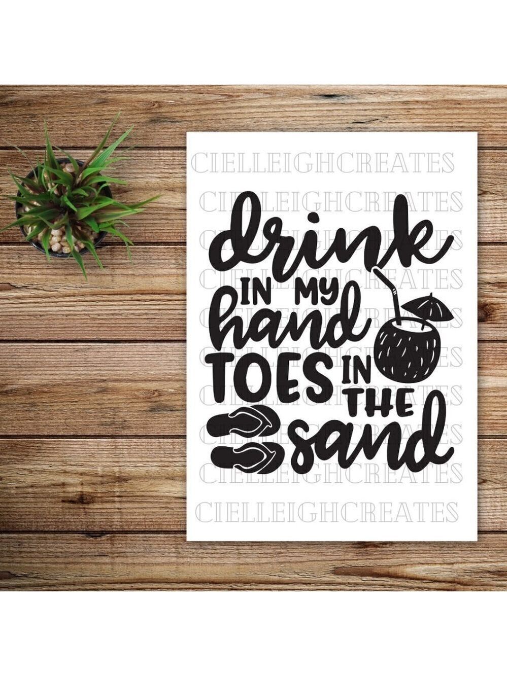 *2 for $20* Drink in my Hand, Toes in the Sand Vinyl Decal Sticker Handcrafted